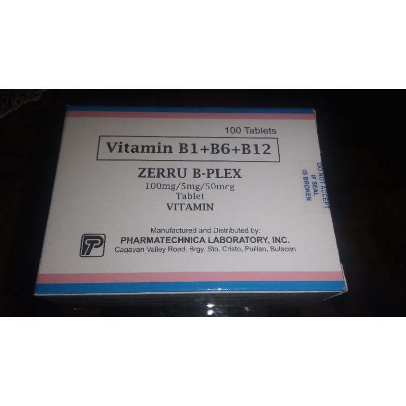 Zerru Bplex Vitamin 100 Tablets/Box Shopee Philippines