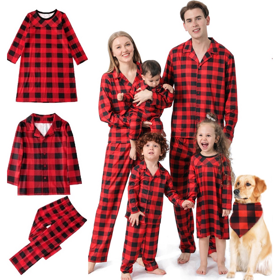 Christmas Pajamas Set Family Matching Outfits Plaid Mother Daughter ...