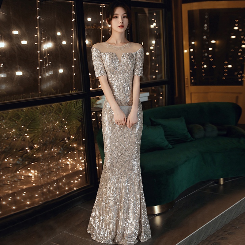 Annual Party Banquet Host Socialite Fishtail Evening Dress