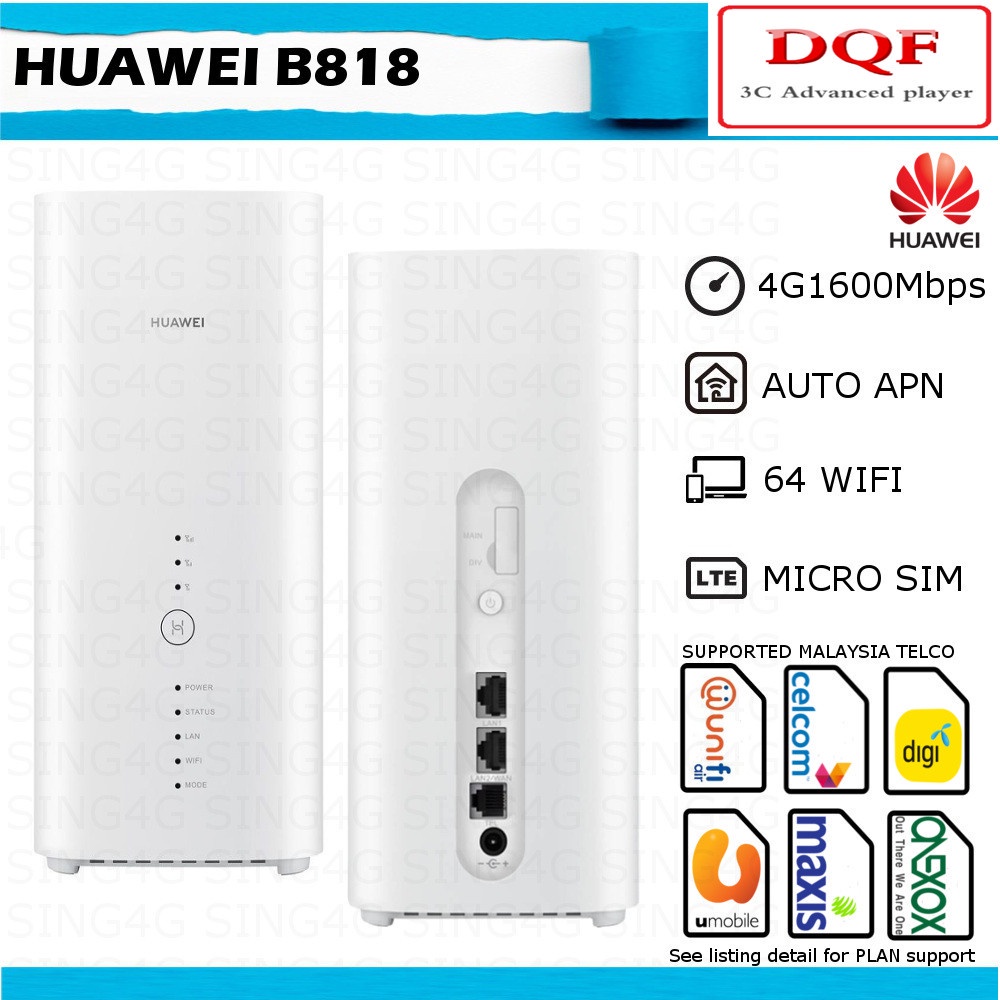Huawei B818 B818-263 4G LTE 1600Mbps Cat19 5CA 4X4 MIMO Sim Router ...