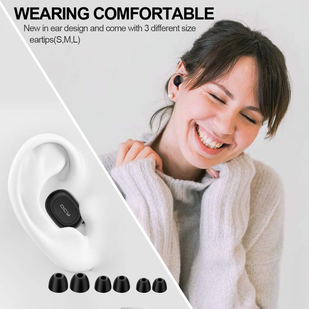 QCY T2C Bluetooth 5.0 Eardphones 3D Stereo Wireless Earbuds Noise Cancelling Earphone with Mic fo