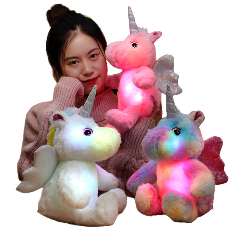 Illuminated Cartoon Animals Plush Toy Colorful Unicorn Dino Dolphin