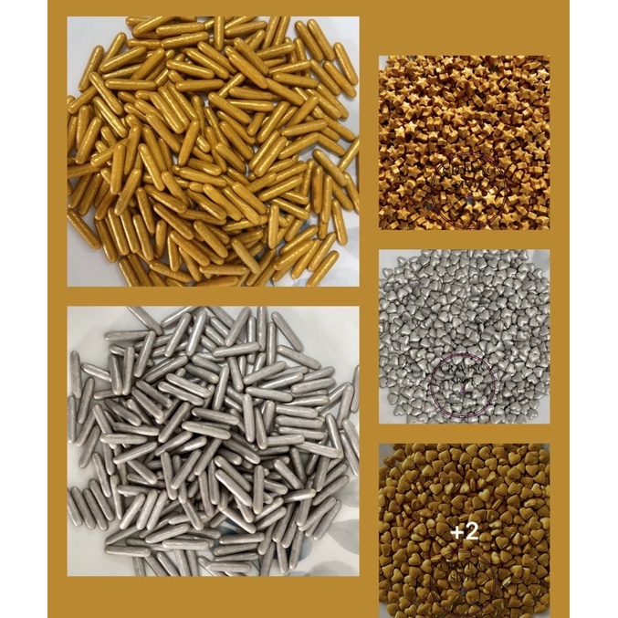 EDIBLE METALLIC ROD,HEART AND STAR SHAPE DRAGEES 50G | Shopee Philippines