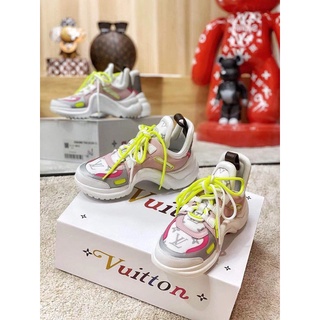 LOUIS VUITTON Calfskin Nylon LV Pop Archlight Sneaker 35 Pink Yellow  1147864