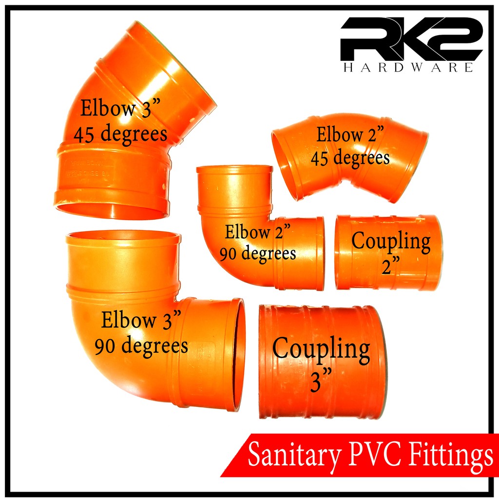 orange-pvc-sanitary-fittings-elbow-45-90-degrees-coupling-sizes