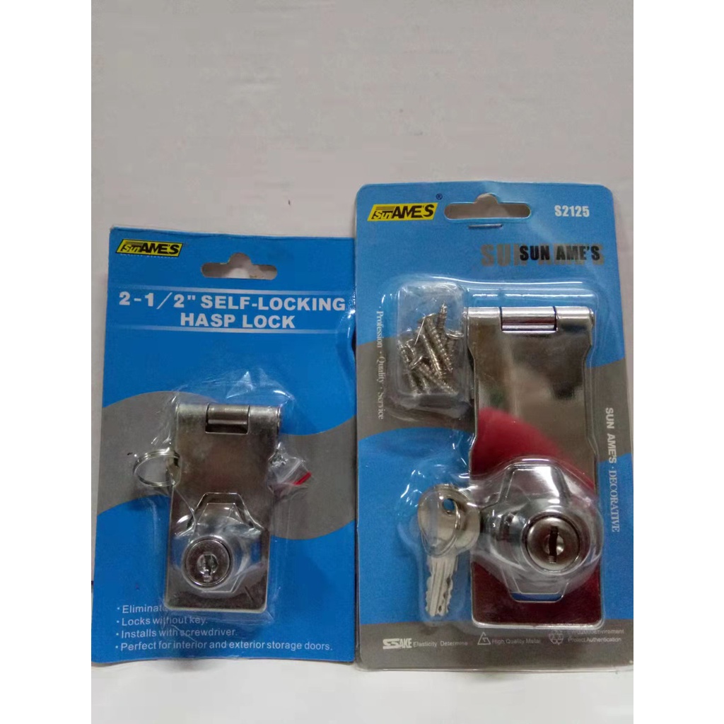 Door Lock Latch Locks with Keys Hasp Lock Chrome Plated