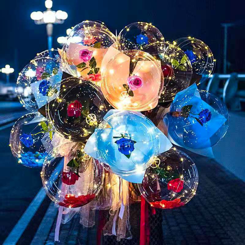 LED rose bouquet luminous balloon flower transparent bobo mother ...