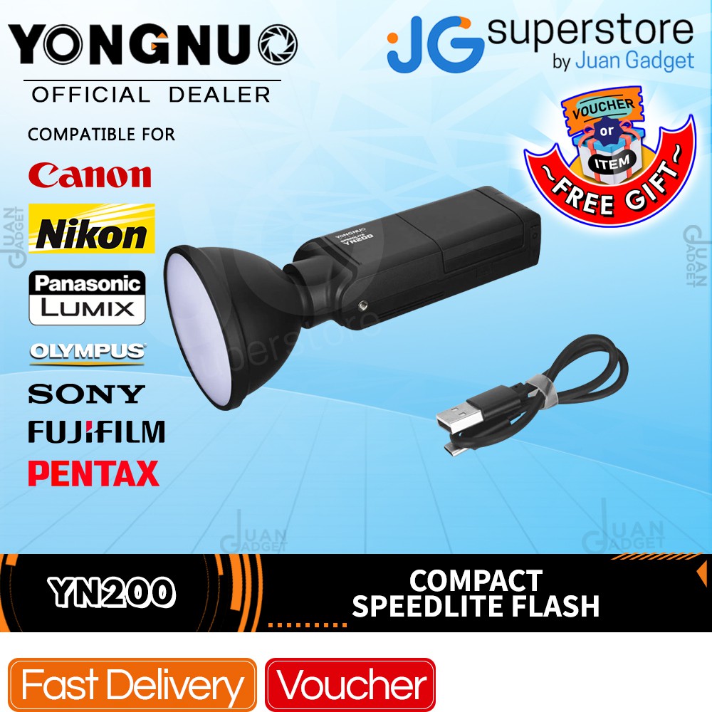 Yongnuo YN200 2.4G 200W Lithium Battery Speedlite Flash with USB Type-C ...