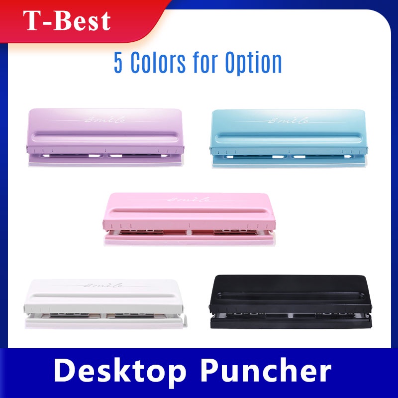 KW-trio Adjustable 6-Hole Desktop Punch Puncher with 6 Sheet Capacity ...