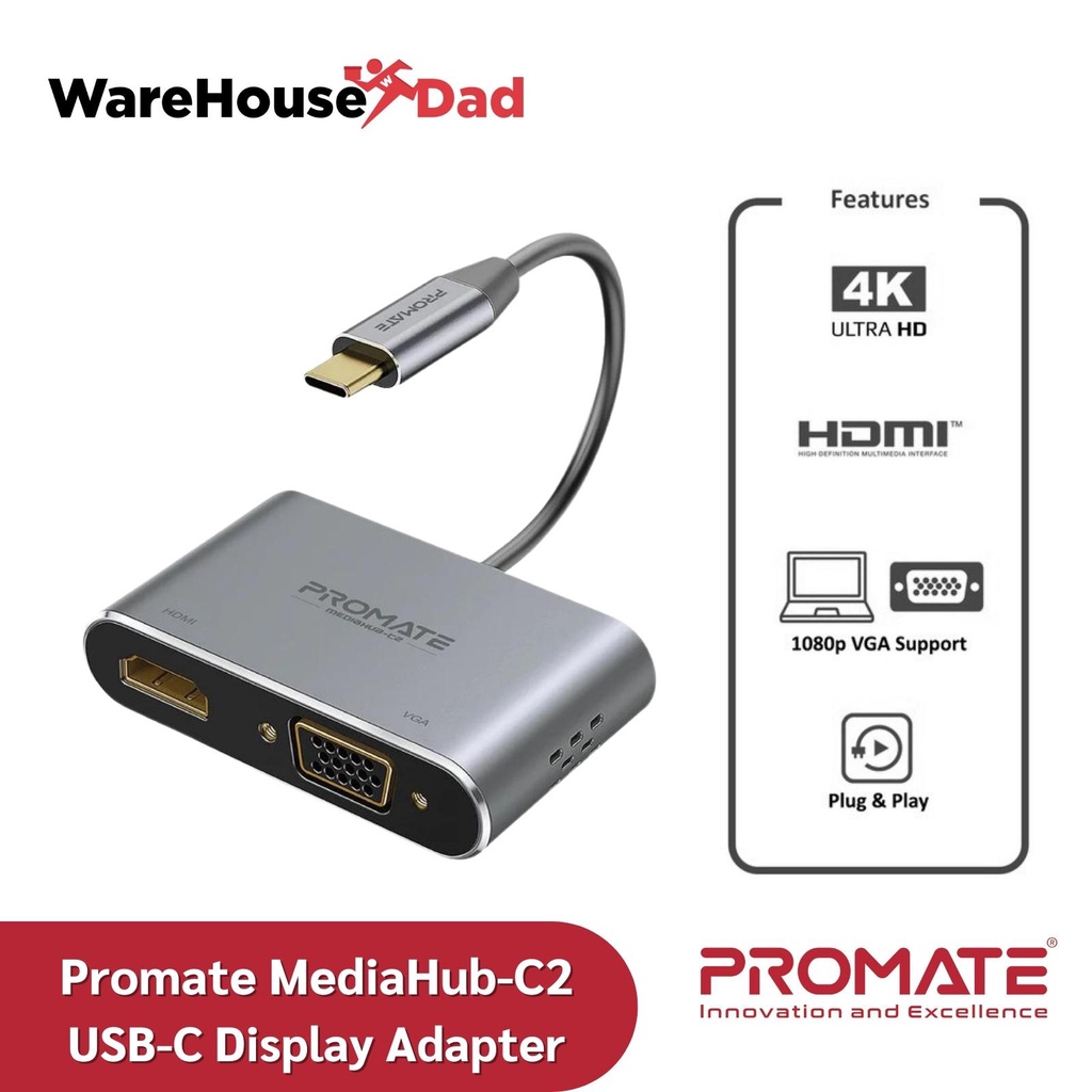 Promate MediaHub-C2 High Definition USB-C Display Adapter | Shopee ...