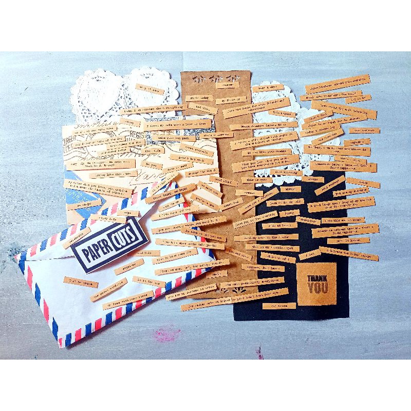 Vintage LINE WORDS Sticker for scrapbooking and journaling (96pcs) junk ...