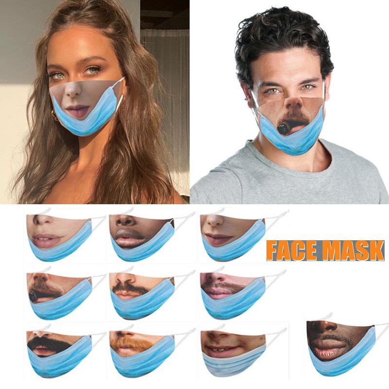 3D Printed Funny Face Mask Washable Reusable Face Mask Covering Funny ...