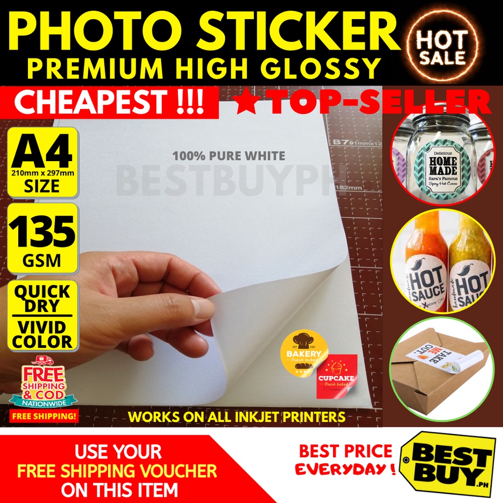 A4 Photo Sticker - Premium High Glossy(USA) 135gsm | Shopee Philippines