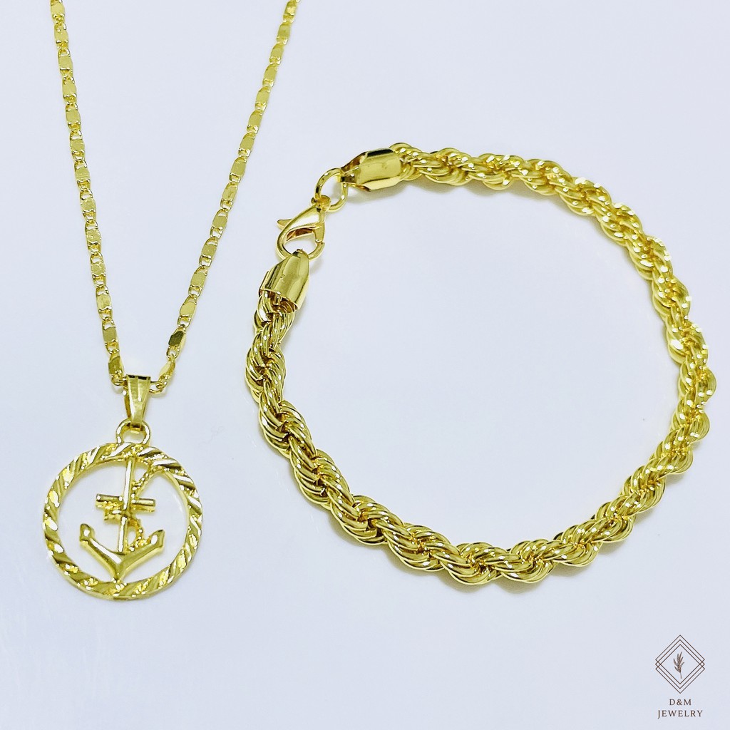 D&M Jewelry 18k Bangkok gold Anchor necklace and lucky Unix bracelet ...