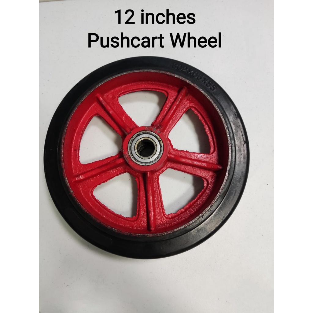 Push Cart Wheel 12" Heavy Duty Steel Body Rubber Wheel Shopee Philippines