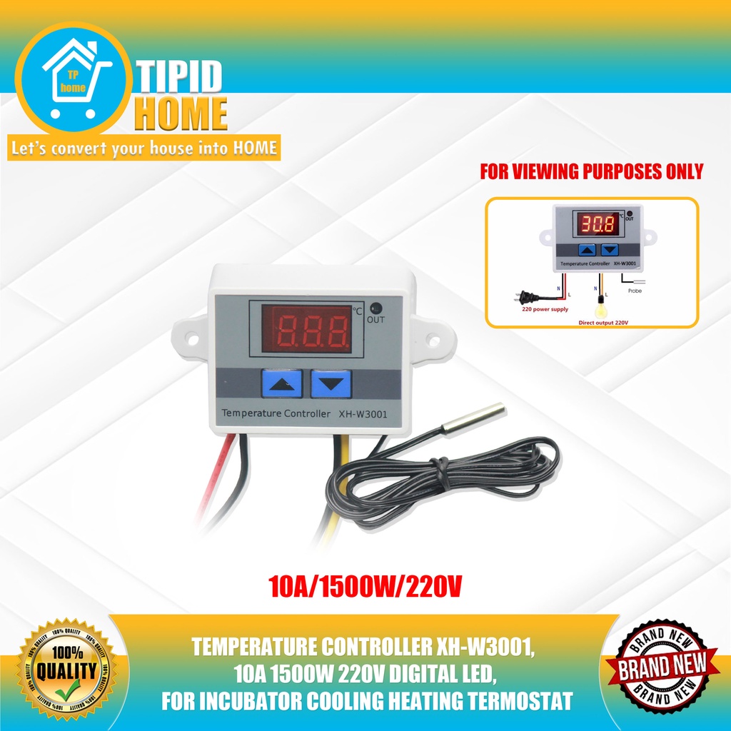 TEMPERATURE CONTROLLER XHW3001, 10A 1500W 220V DIGITAL LED, FOR