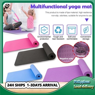 Yoga Mat, Thick NBR, Multipurpose, Multicolor Optional, with Carrying Bag  and Strap, Blue