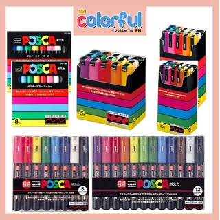 UNI POSCA Marker Pen Set,Acrylic Plumones Rotuladores  PC-1M,3M,5M,8K,17K,7/8/15 Colors POP Poster Pen/Graffiti Advertisement Art