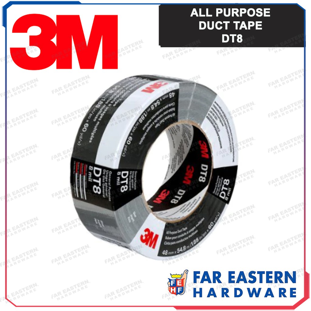 100% Original 3M ALL PURPOSE DUCT TAPE DT8 (48MM X 22.9M) Black Silver