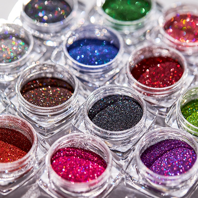 1Box Holographic Nail Powder Chrome Laser Mirror Glitter Design Nail