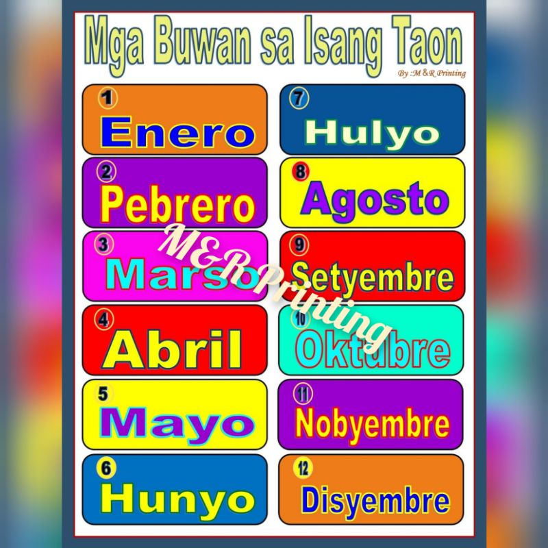 Months of the Year Laminated charts | Shopee Philippines
