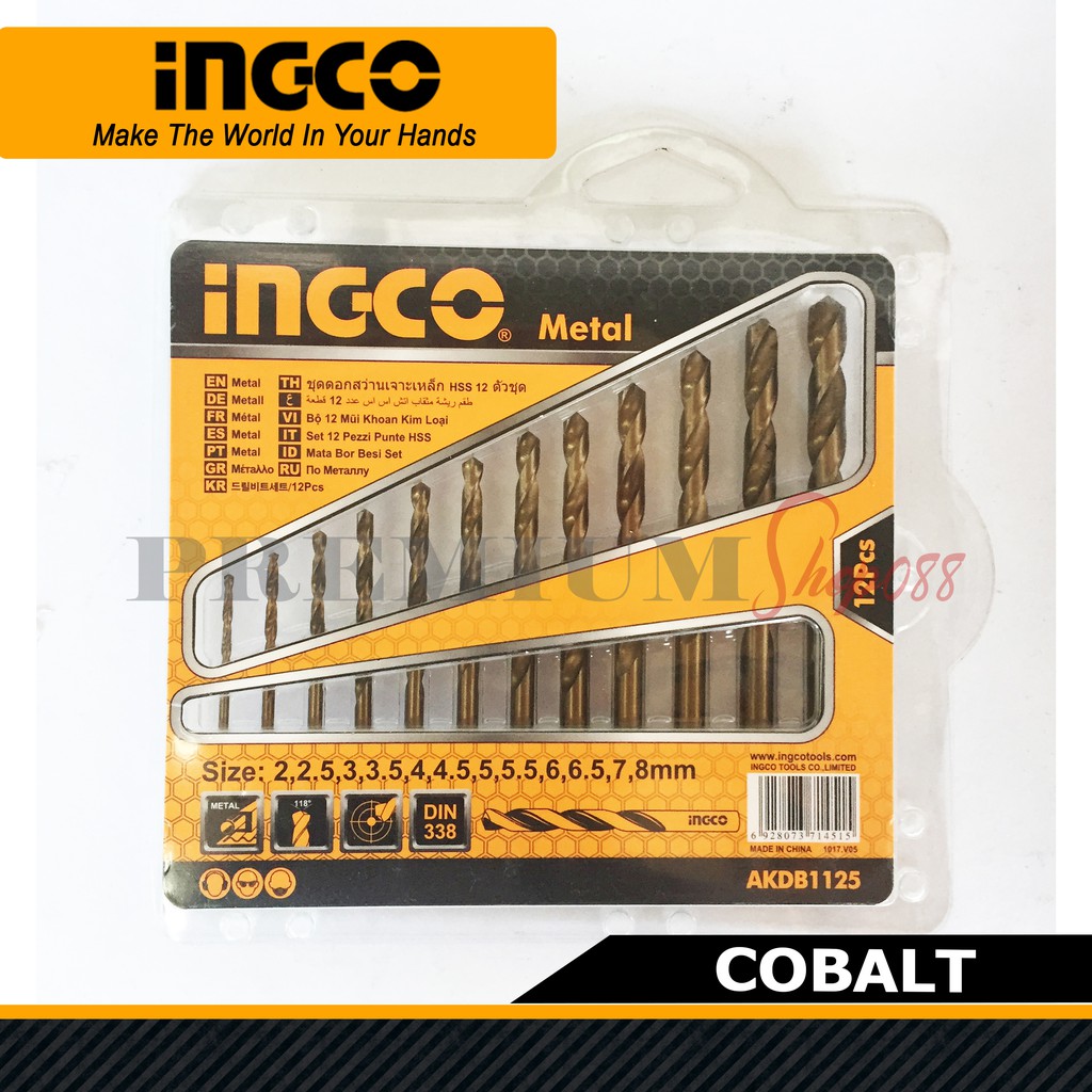 INGCO Metal Drill Bit Set HSS Cobalt 12pcs AKDB1125 Steel Drillbit ...