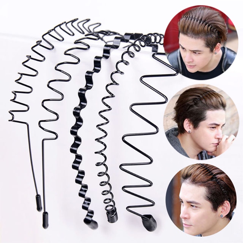 Black Metal Wave Shaped Headband Bangs Holder Men Women Headband Face ...