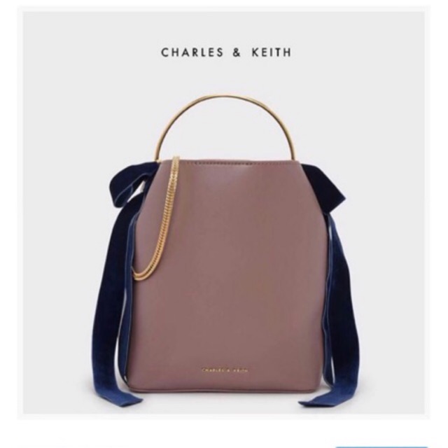 Charles and keith velvet cheap bow bag