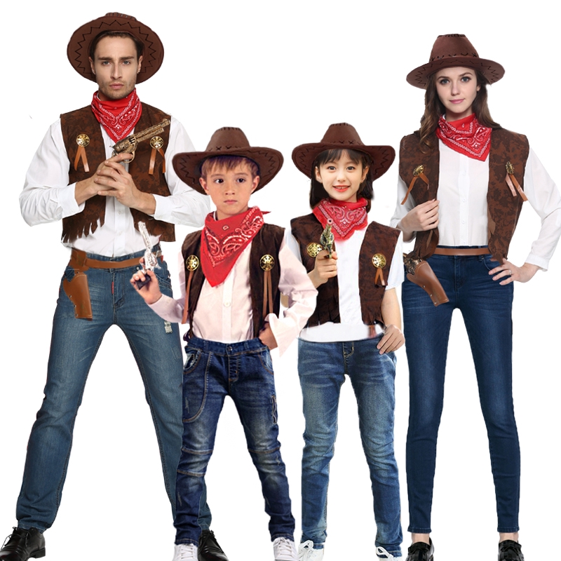 Children Adult Cowboy Cosplay Costumes Halloween Party Masquerade