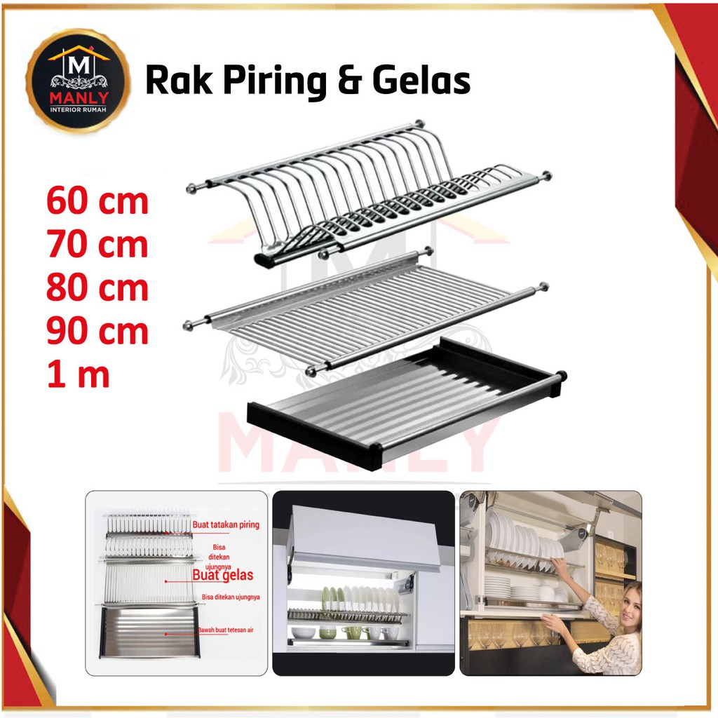 Hanging Dish Rack Placemats Kitchen Cabinets Set Stainless Steel 60cm ...