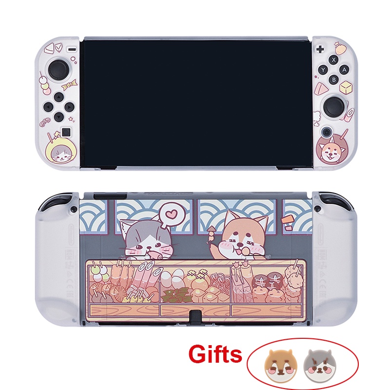 For Nintendo Switch OLED Case Cool Black Soft TPU Cover Support Holder ...