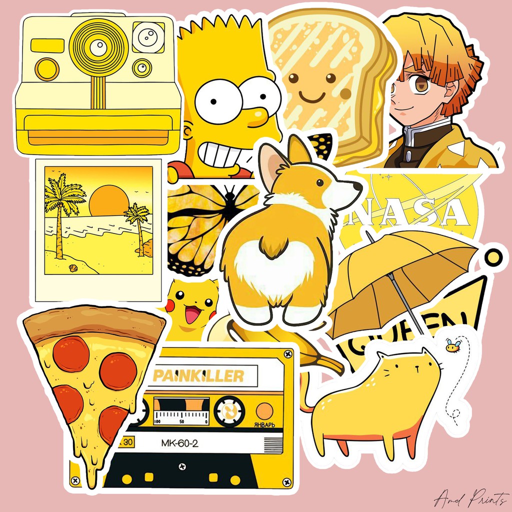 50 PCS Aesthetic Yellow Graffiti Sticker Set - 3CM, 4.5CM, 6CM | Shopee ...