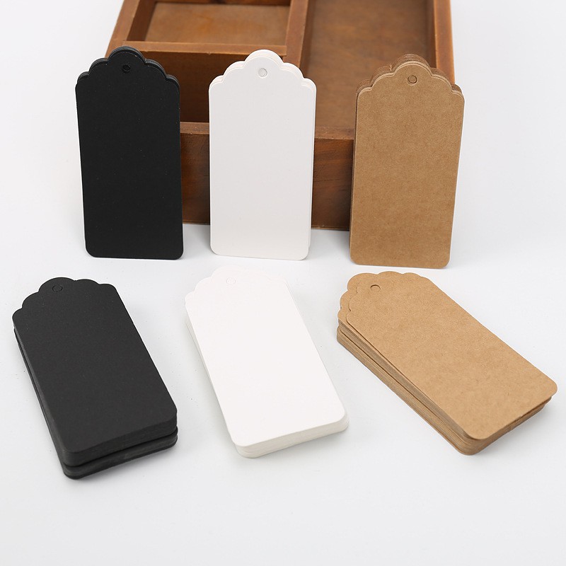 White Black Kraft Gift Tags Scalloped Edge Wedding Party Paper Card Tag ...