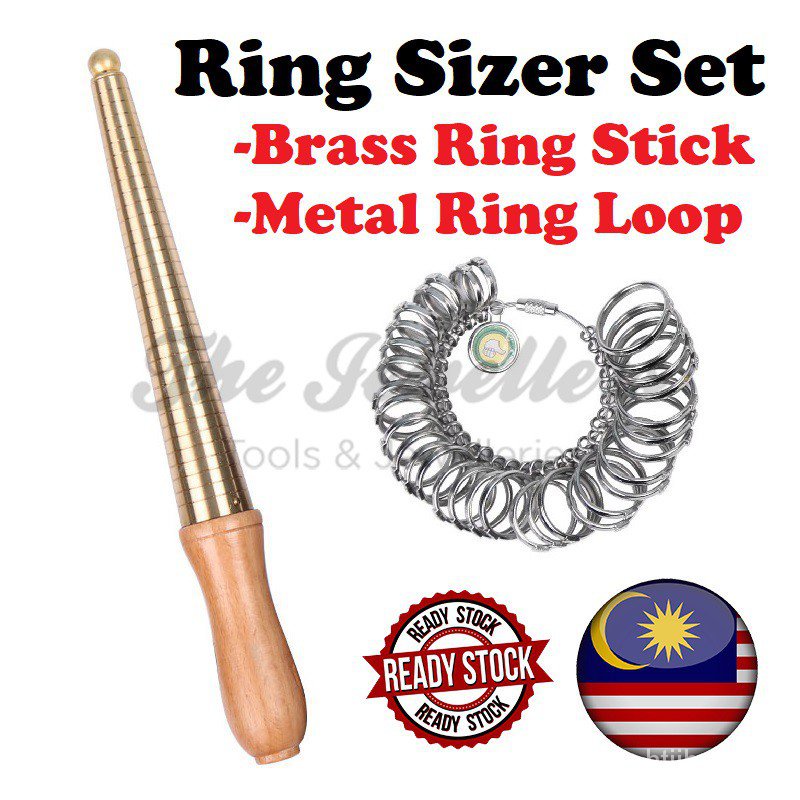 Ring Sizer Stick Ring Measuring Stick + Finger Ring Sizing Measurement Loop / Pengukur Cincin