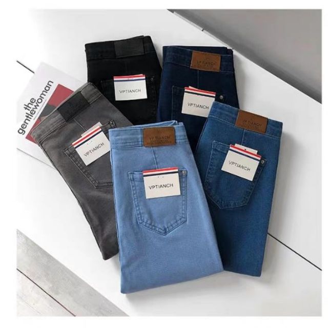 Temu Solid Color Denim Jeans, Women's Blue Adjustable Button Waist Pockets Legs Women's Denim Jeans Women's Denim Jeans Clothing Pants, Trousers,SUN/UV