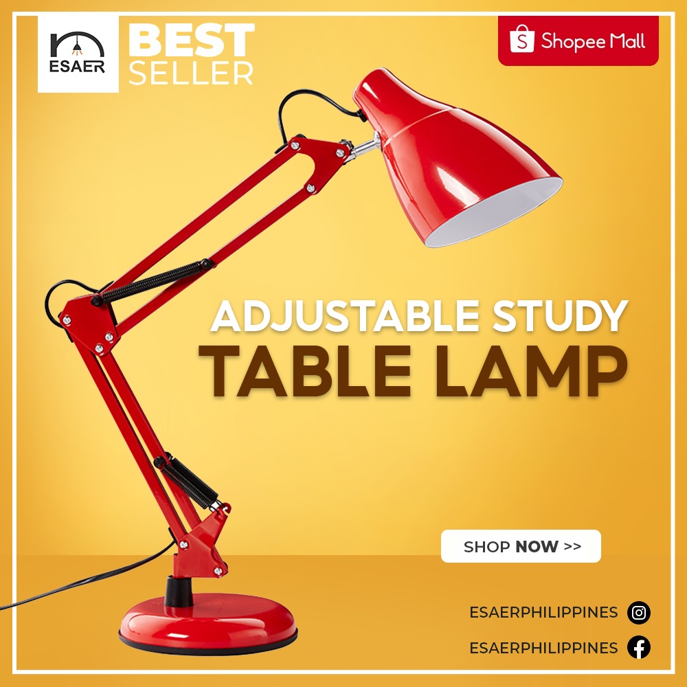 ESAER Metal Adjustable Arm Work Desk Lamp Study Table Lamp Room Table
