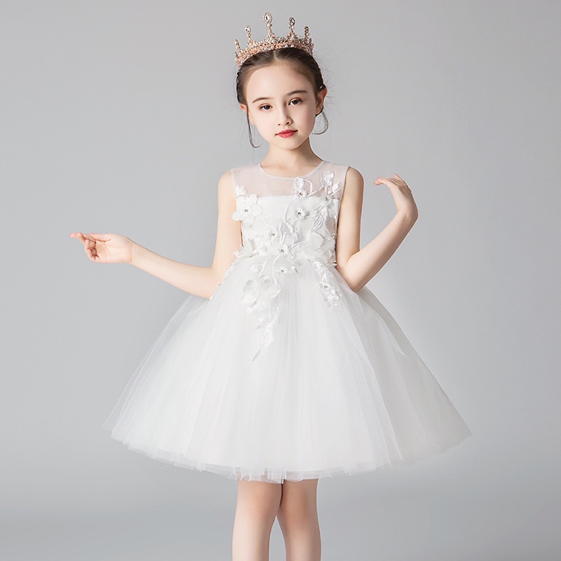 Summer Kids Dress Elegant White Christening Evening Wedding Gown Flower  Girls Dress Children Clothin | Shopee Philippines