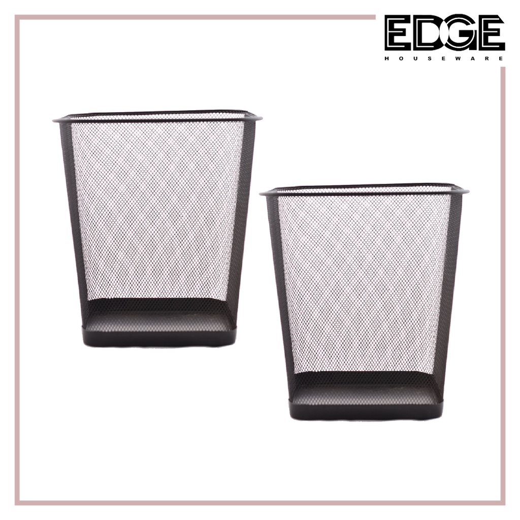 Edge 2 pcs Square Mesh Wastebasket/Metal Wire Garbage/Trash Can/Trash