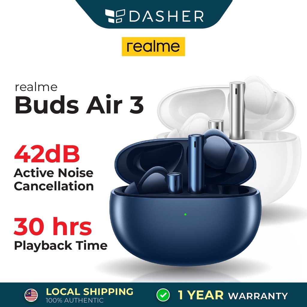 realme buds Air 3 TWS Earphone Bluetooth 5.2 42dB Active Noise Cancellation  AI Wireless Headphone 30