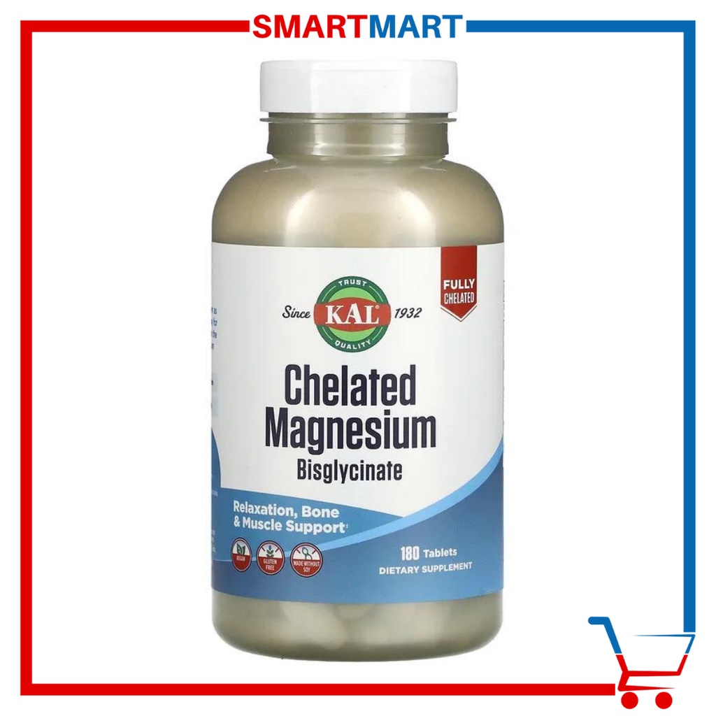 KAL Magnesium Glycinate 350 mg 160 Vegetable Capsules or 315 mg 180 / ...