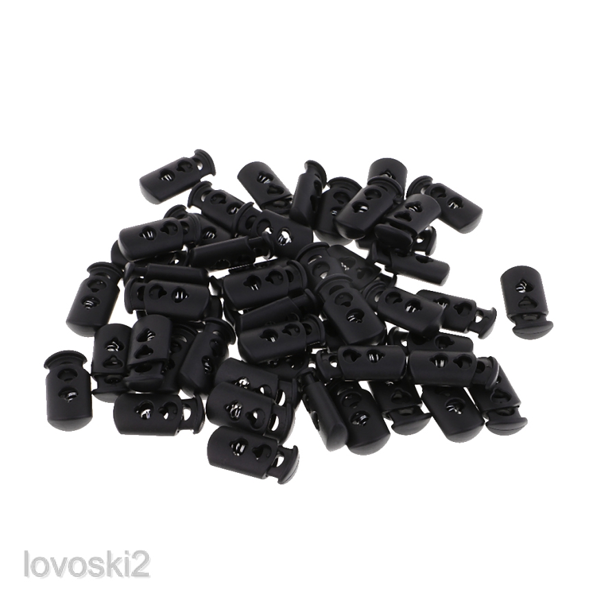 50pcs Black Toggle Spring Clasp Stop Double Holes String Cord Locks ...