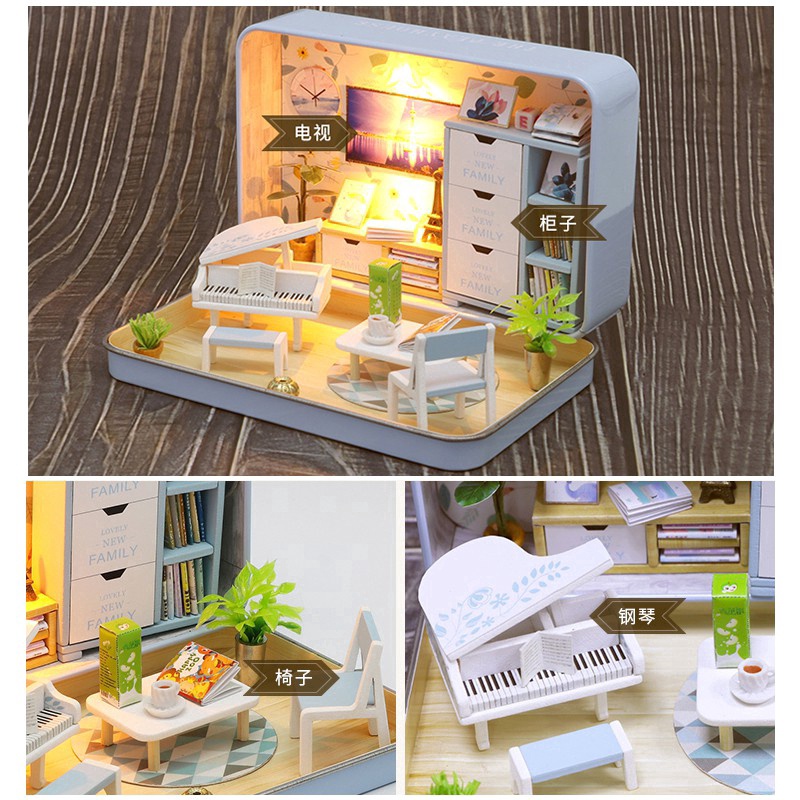 Cutebee Dollhouse Miniature Kit With Furniture Diy Wooden Doll House