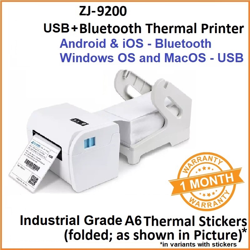 Zjiang ZJ9200 USB+BLUETOOTH Direct Thermal Printer Waybill Shipping