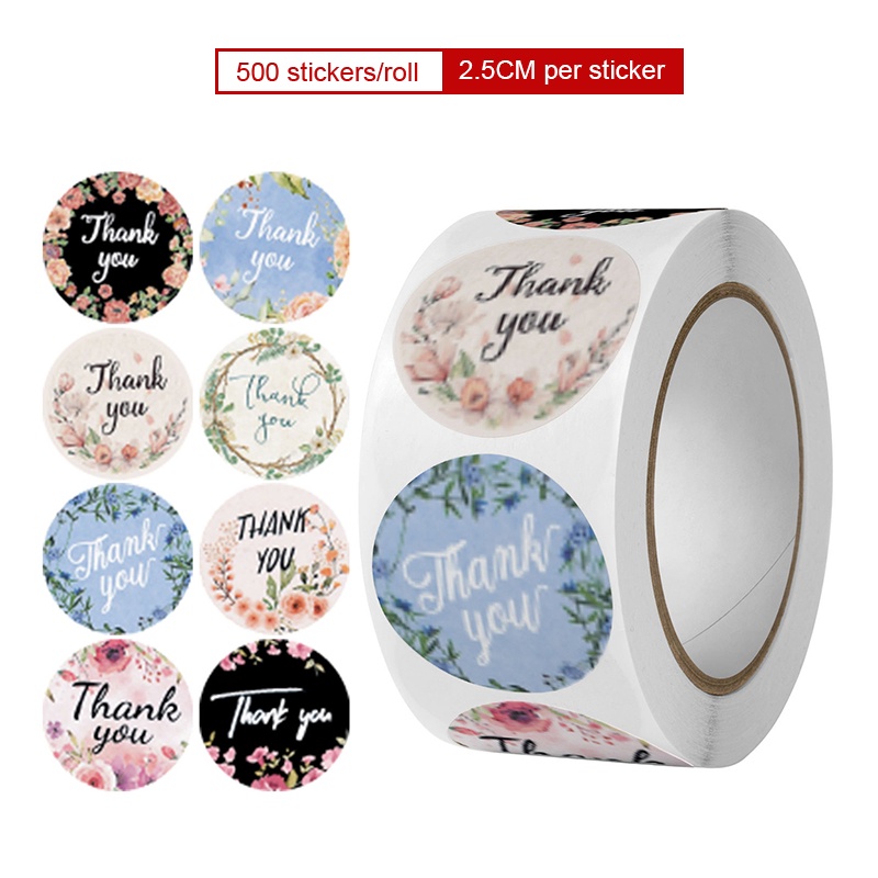 thumbnail image 2 of MANNYA 500pcs Thank You Stickers Round Seal Labels Handmade Gift Packaging Flower Bouquets Decor For Business Boutiques 2 of 9