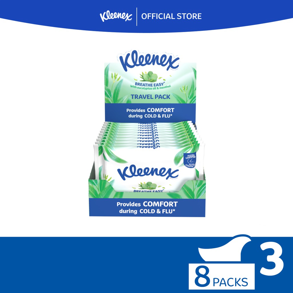 Kleenex Breathe Easy Facial Tissue With Eucalyptus Oil (Travel Pack Set