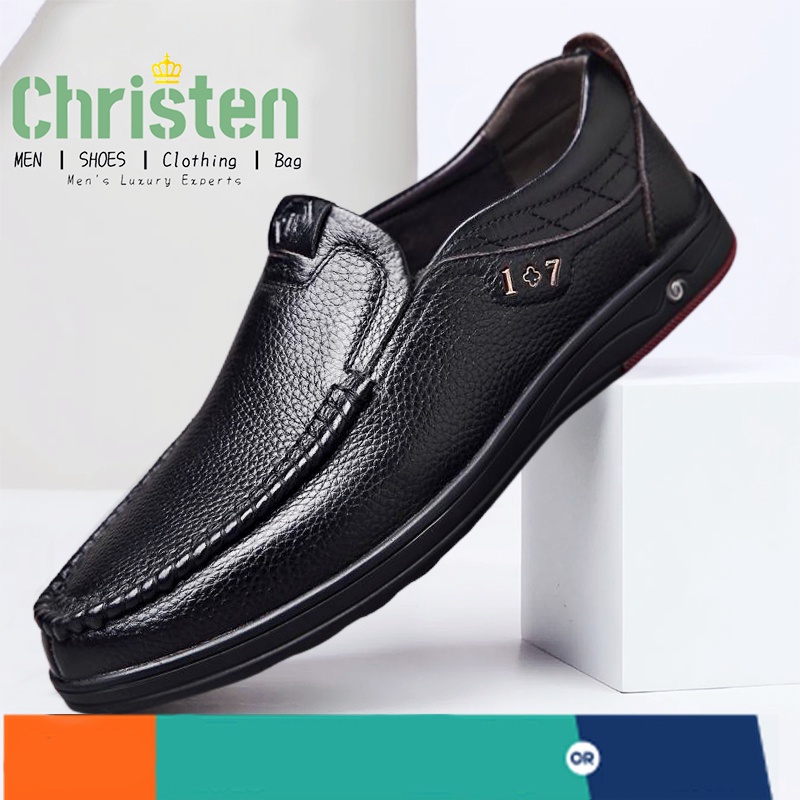 CHRISTEN Men's leather shoes loafers elegant business father's gift ...