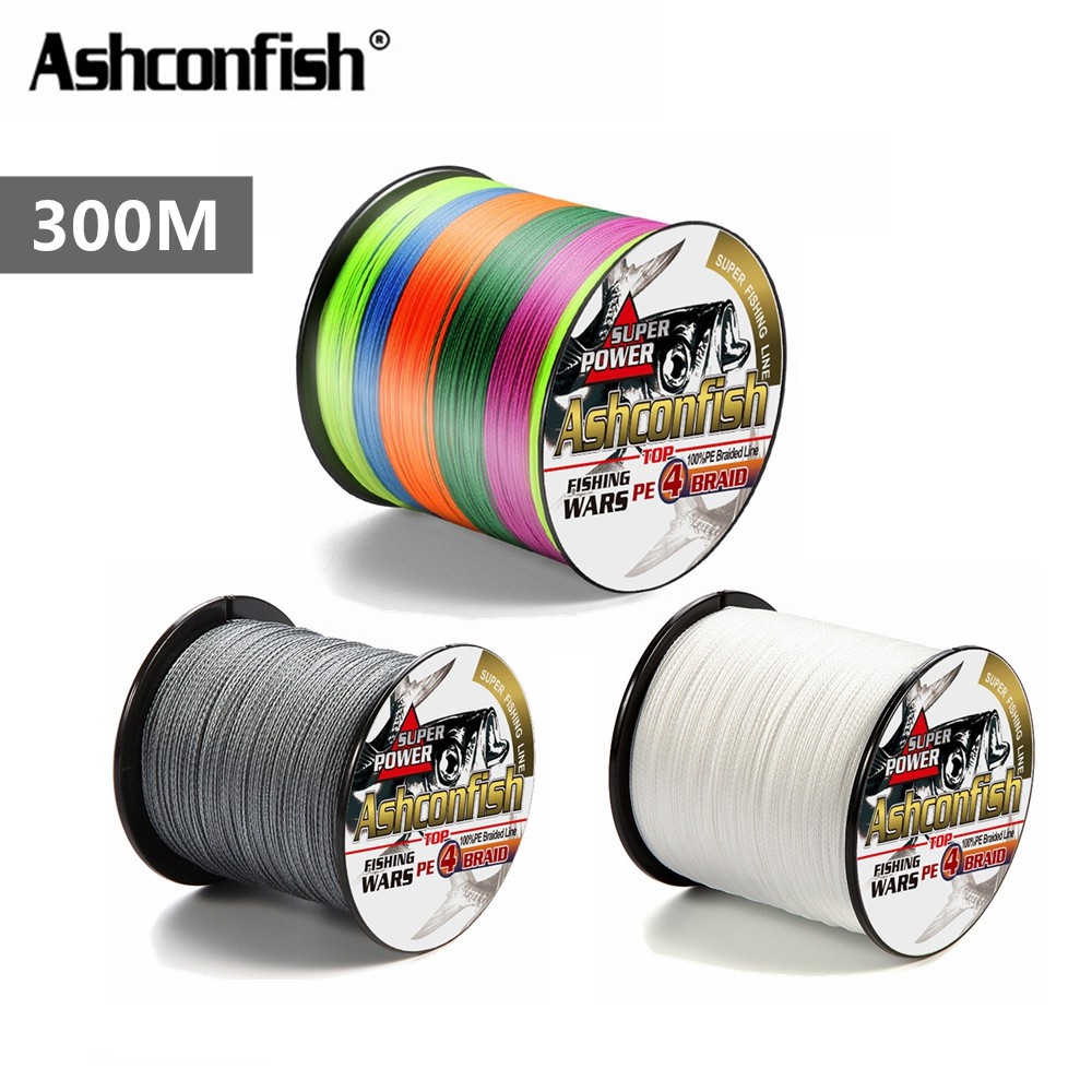 Ashconfish 300M 4 Strands Dyneema Braided Fishing Line 2-100LB PE  Multicolor