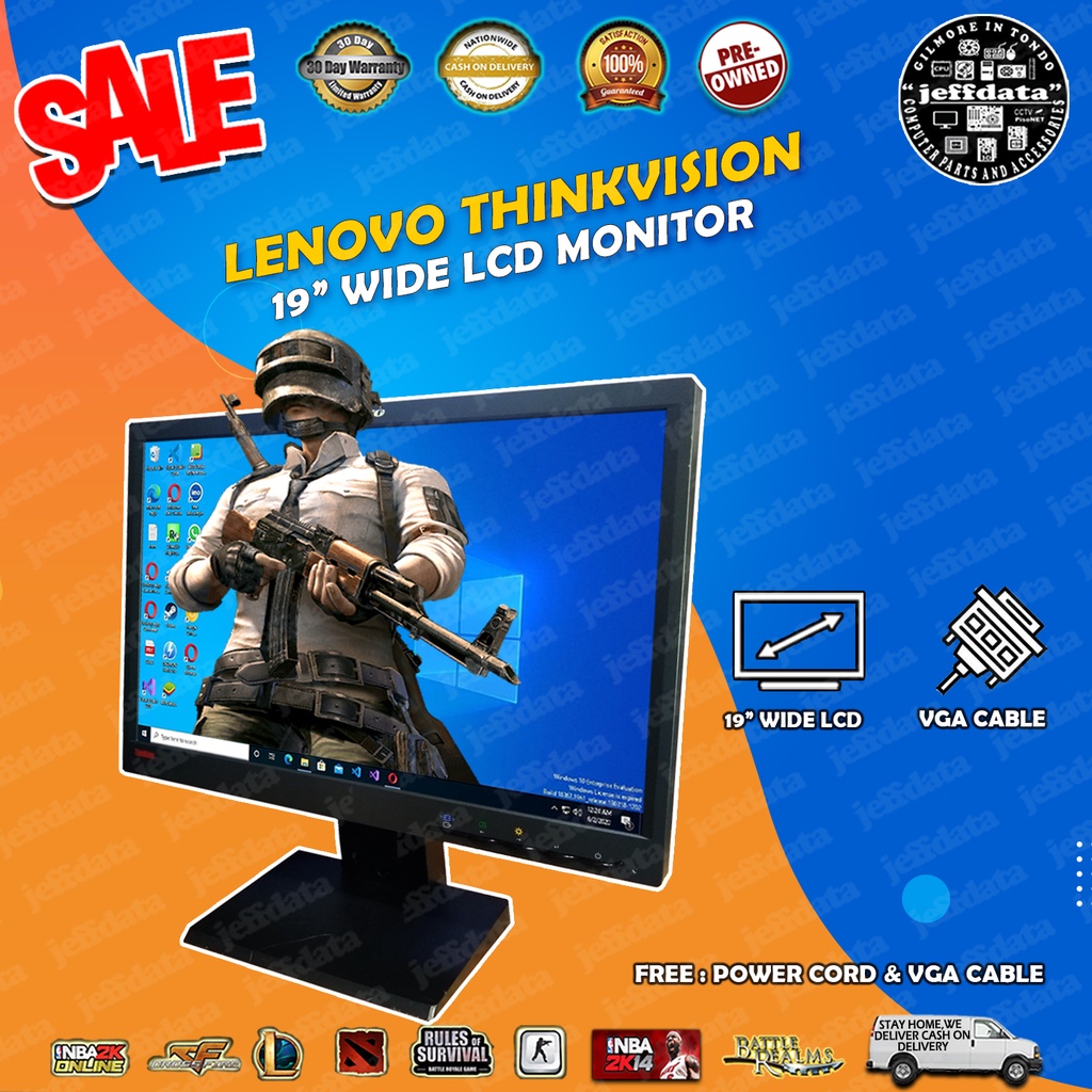 Lenovo Thinkvision Monitor 19"wide LCD with stand Free VGA and power