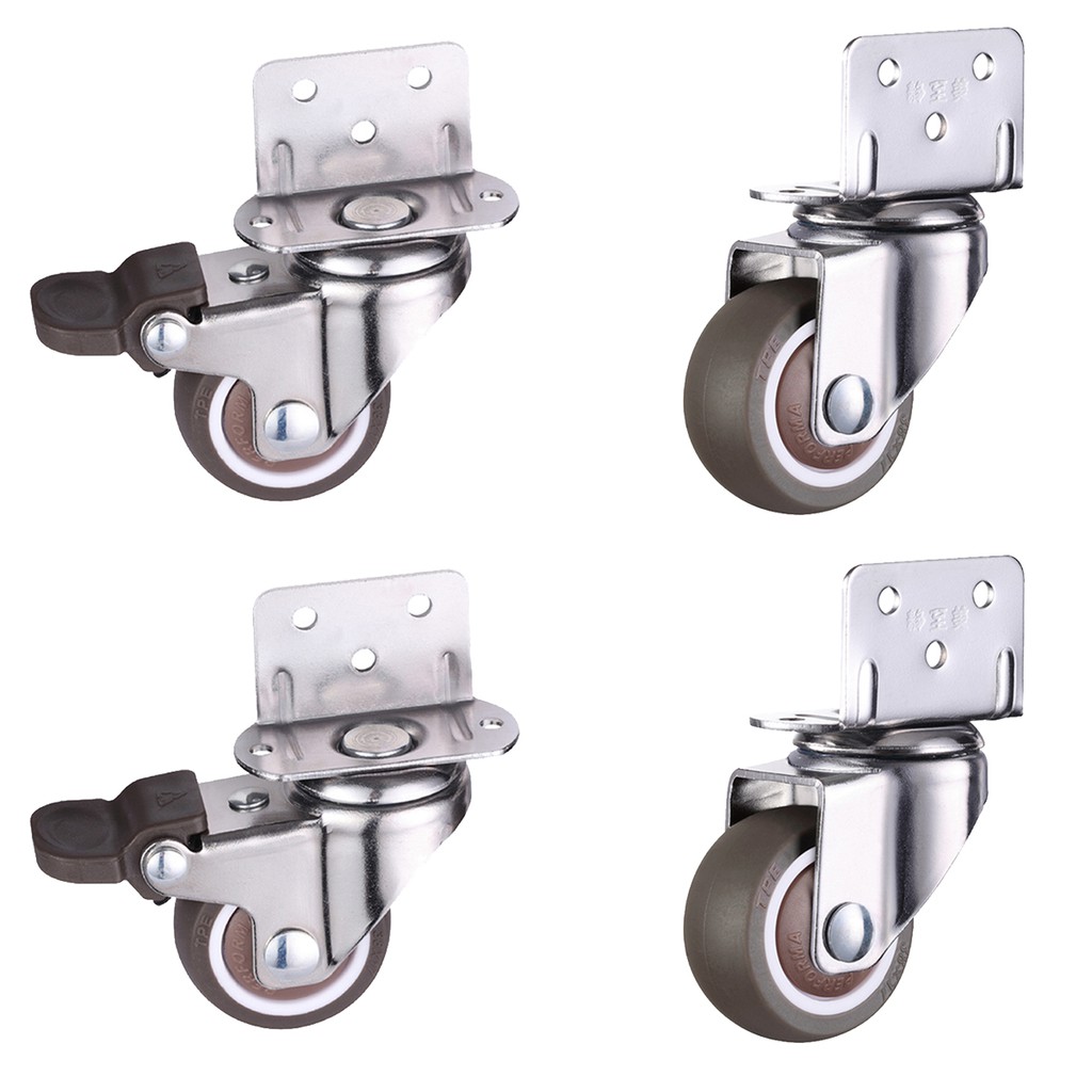 4 PACK 1.5 inch Swivel Caster Locking Castors Heavy Duty TPE Rubber ...