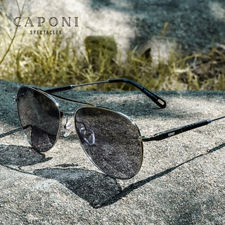 CAPONI Photochromic Sun Glasses Polarized UV Cut Branded Design Light  Eyewear Avation Style Driving Sunglasses For Men BS3109